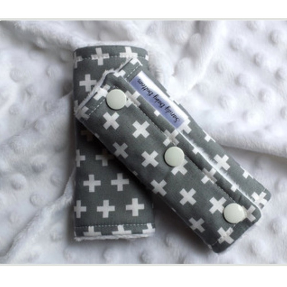 Car seat strap covers- plus signs